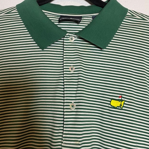 Clubhouse Collection Masters Green Stripe Golf Polo Shirt Mens Large Logo Preppy - Picture 6 of 8